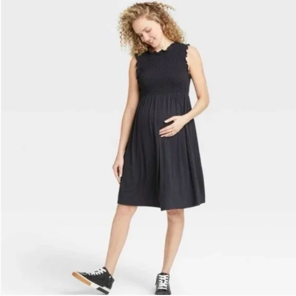 The Nines by HATCH Sleeveless Smocked Jersey Maternity Dress M